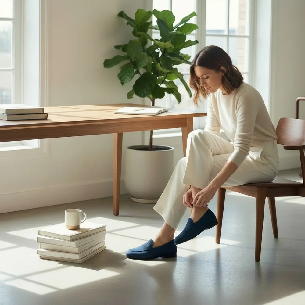 Bottega Veneta Navy Suede Loafers, Made in Italy, Size 6.5 - Picture 7 of 8